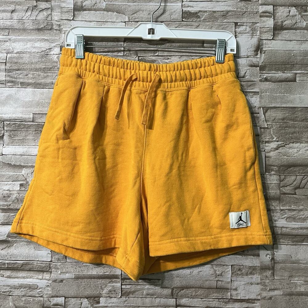 Air Jordan Loose Fit Yellow Draw String JUMPMAN Sweat Shorts Mens Small Pockets